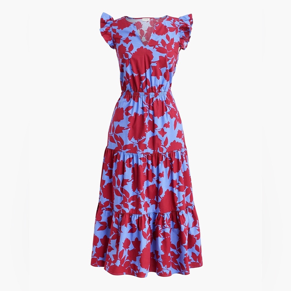 🆕 NWT J.Crew Factory Dress BLUE + RED sold out! Sz 12
